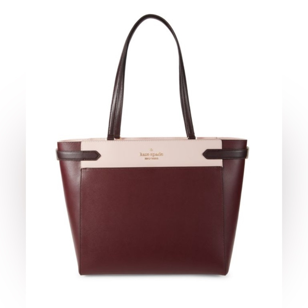 KATE SPADE LEATHER LAPTOP TOP HANDLE BAG IN ROSE SMOKE $449 MSRP